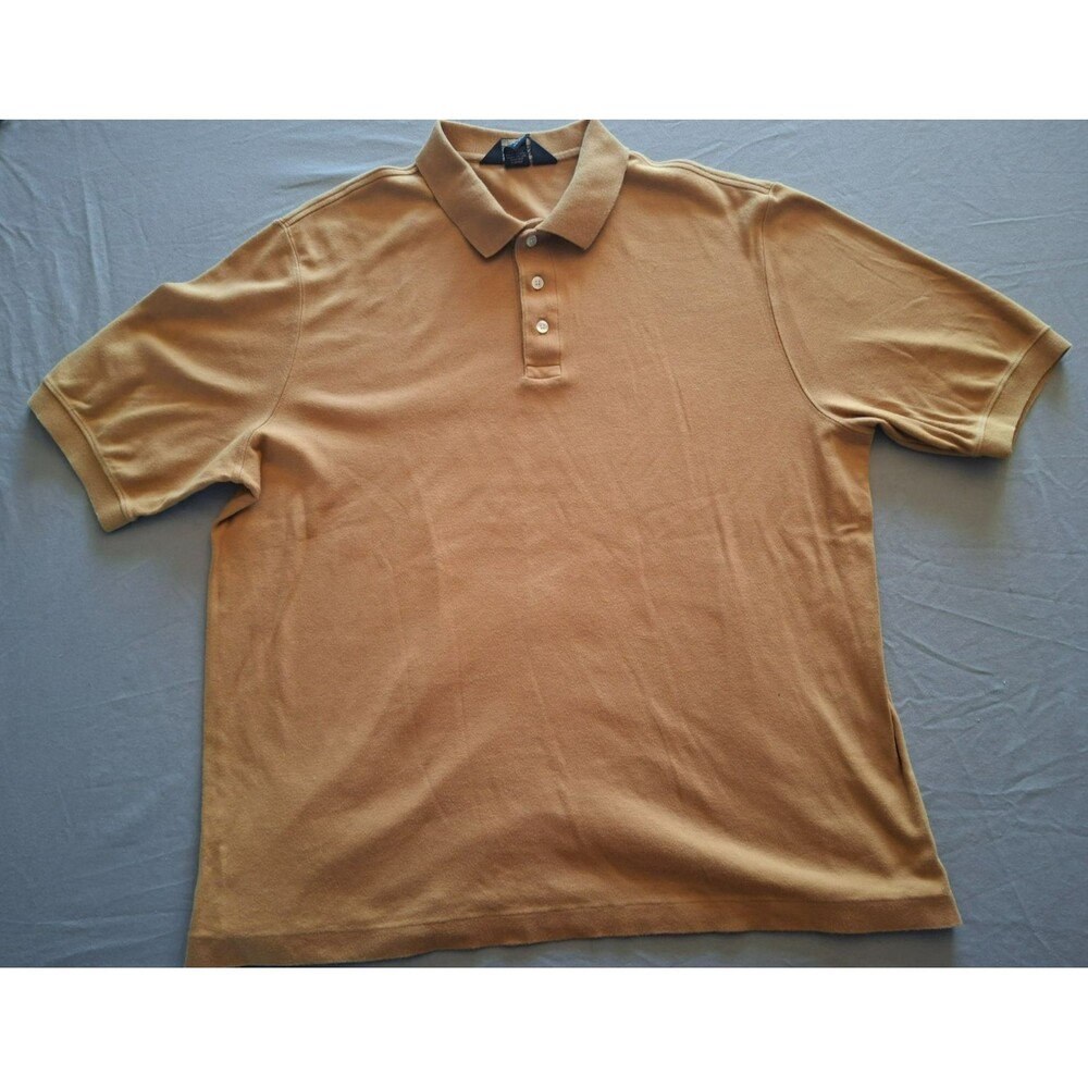 Lands' End Men's Golden Brown Polo Shirt Short Sleeve Size X-Large, EUC, XL